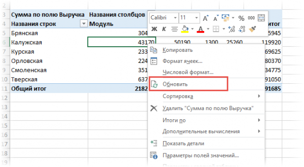 Почему сводная таблица не видит данные excel