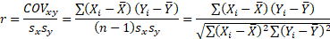 Формула линейного коэффициента корреляции Пирсона
